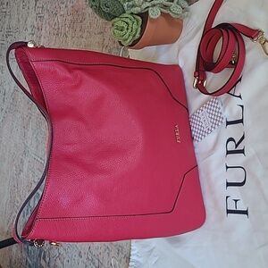 Furla 2 Way Shoulder Bag Hand Leather Hobo Magnet F6641